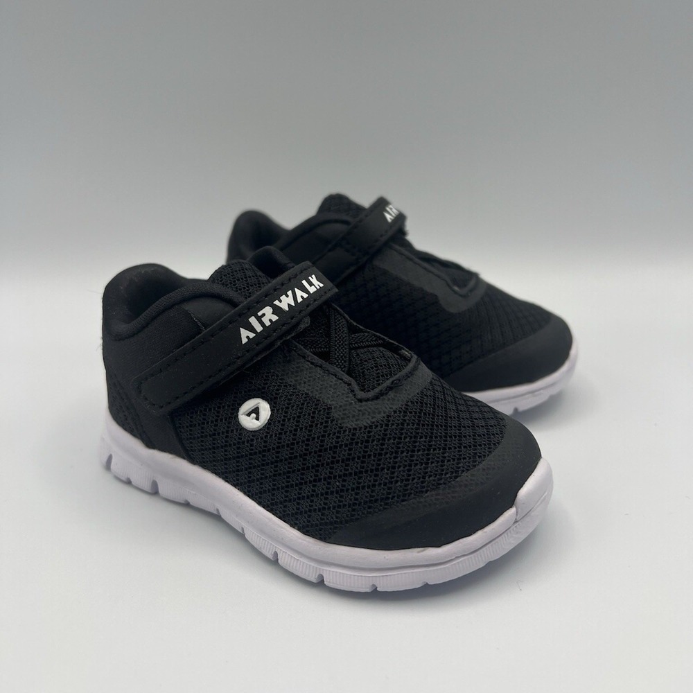 Airwalk Gusto Cross Trainer Black Slip On Strap‎ Shoes - Baby Toddler Size 4 NEW
